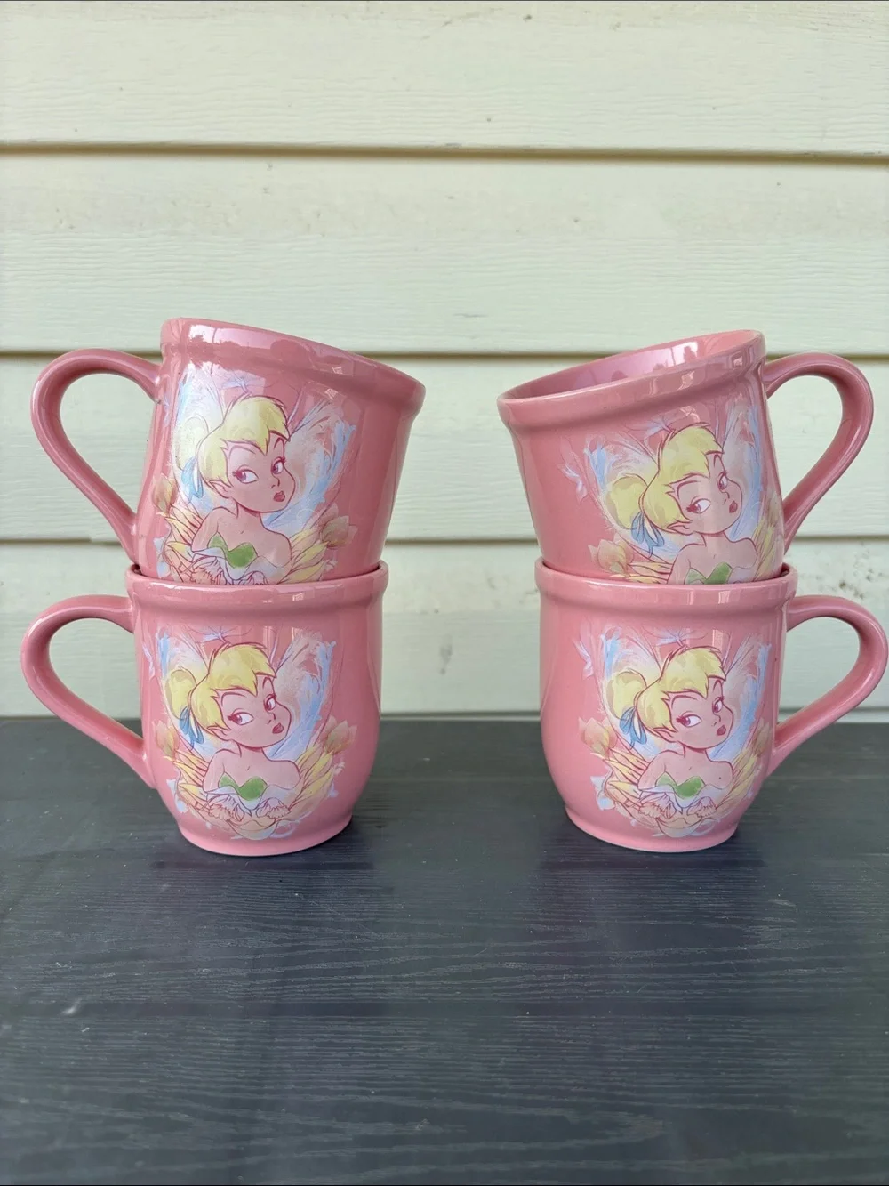 Disney Pink Tinker Bell Ceramic Mug Set of 4